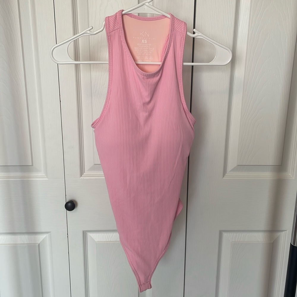 Klassy Network built-in padding Pink High Neck Bodysuit Size XS